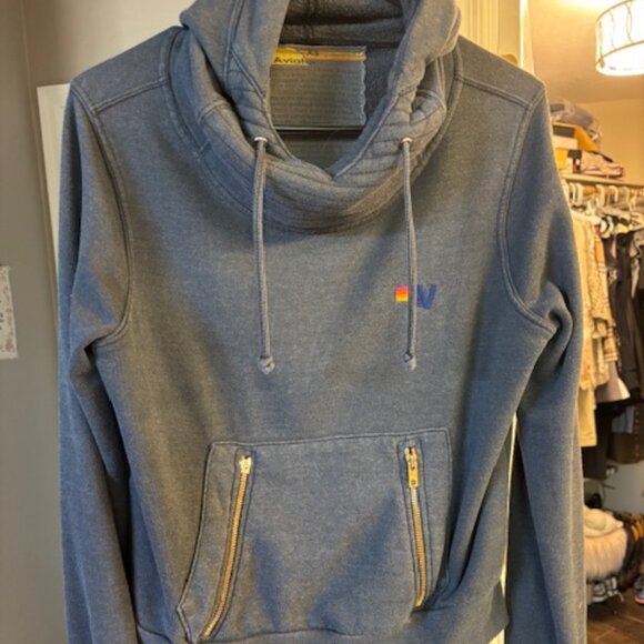 Aviator Nation Ninja Blue Pullover Hoodie Size XS - Picture 2 of 7